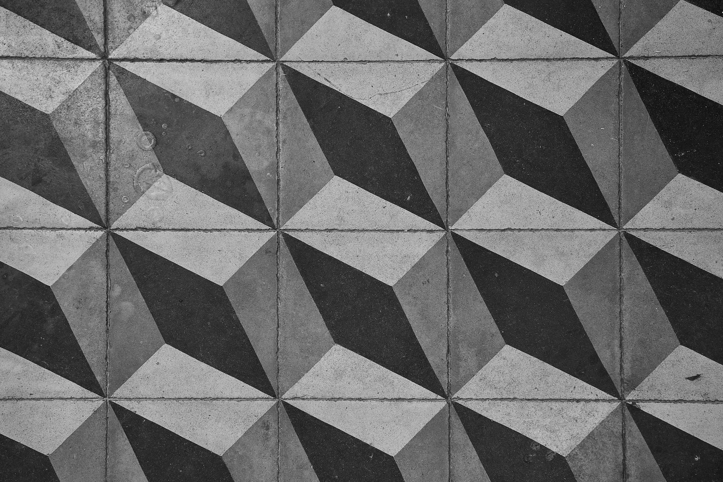 black and white geometric church tiles