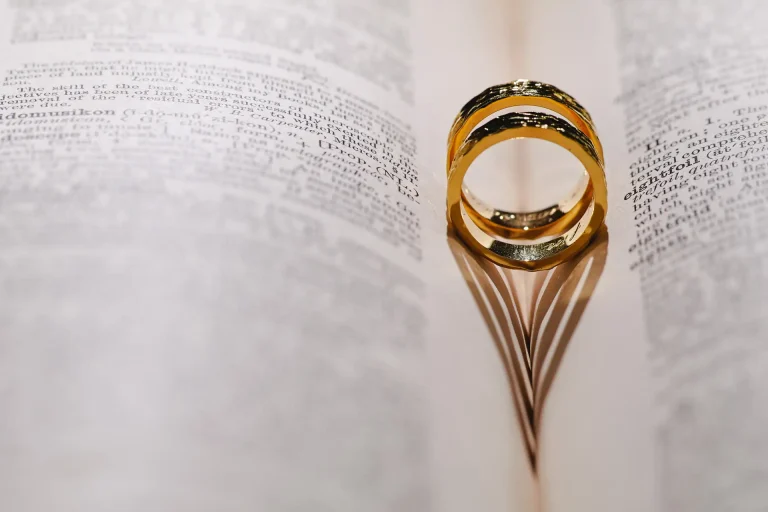 Close up detail of wedding rings from wedding video