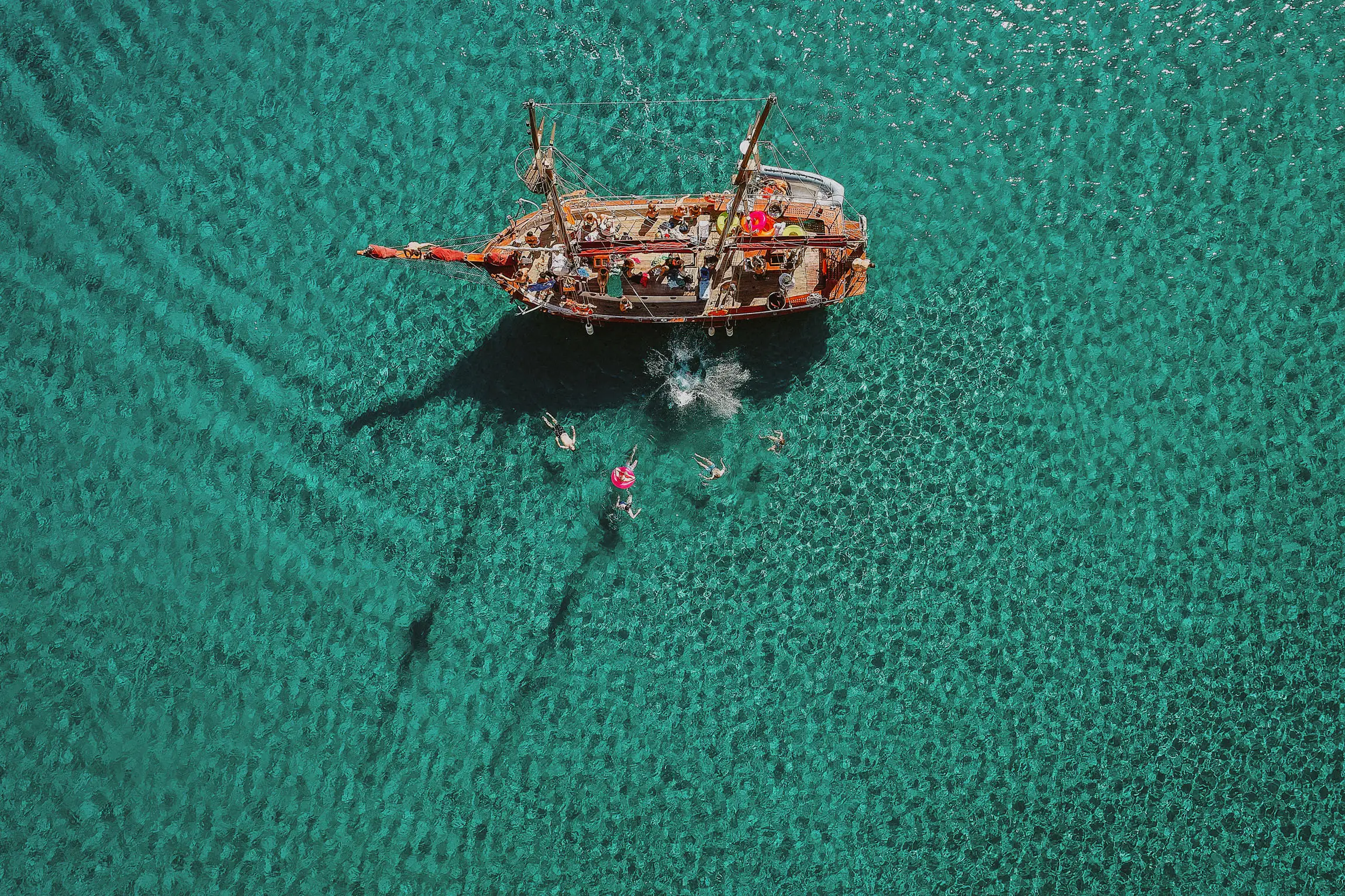 milos aerial photo of wedding cruise